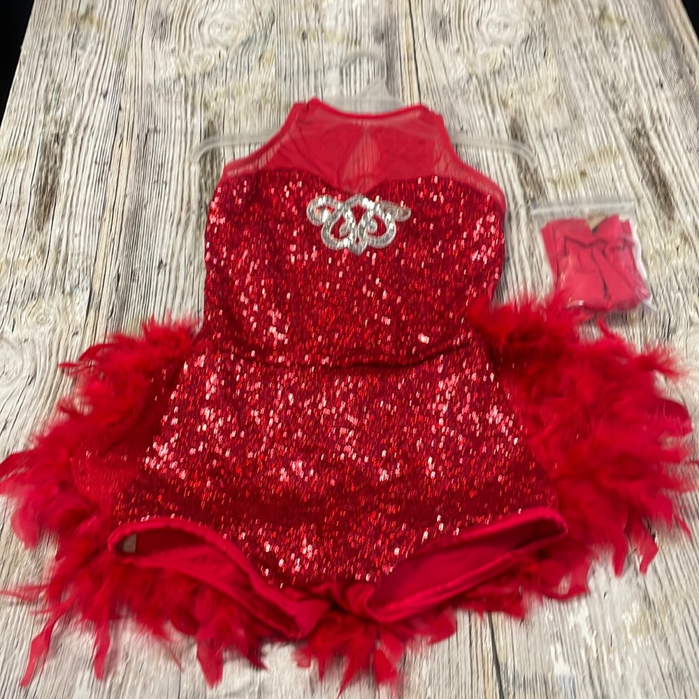 Dansco red sequins dance suit